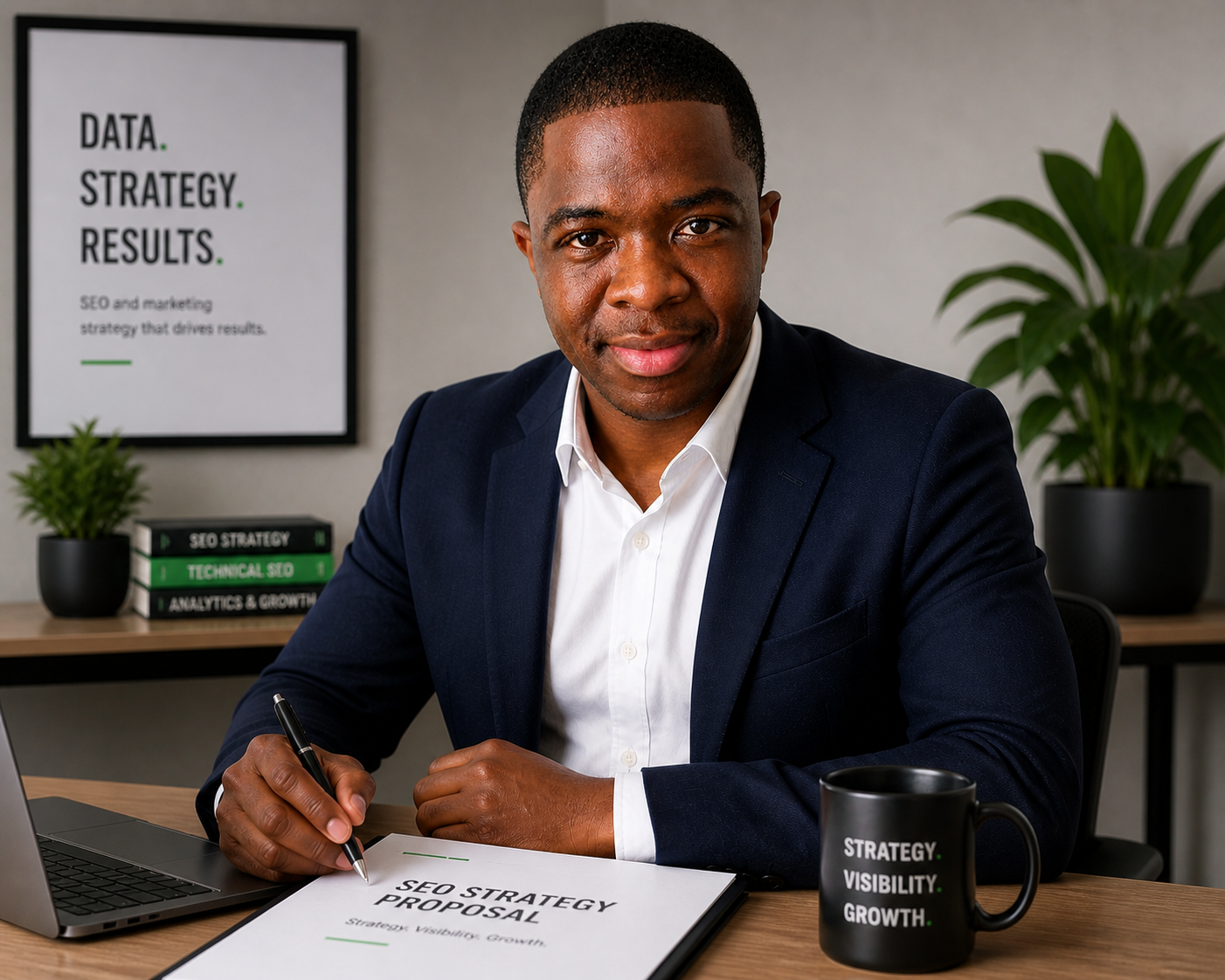 Silas T Nkoana reviewing SEO strategy priorities